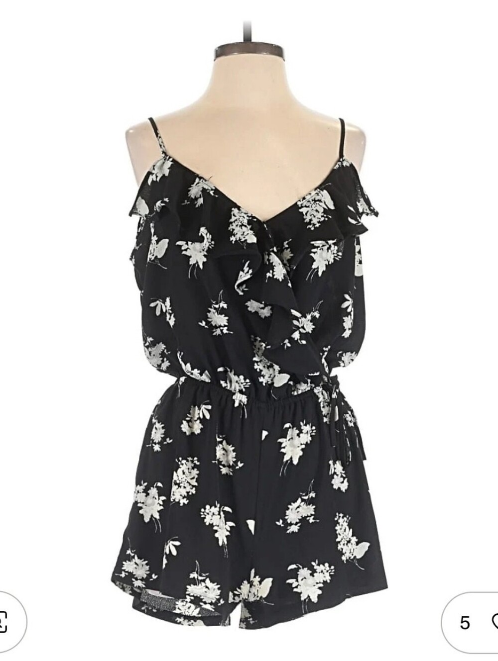 Mimi Chica NWT Black & White Floral Ruffle Romper S